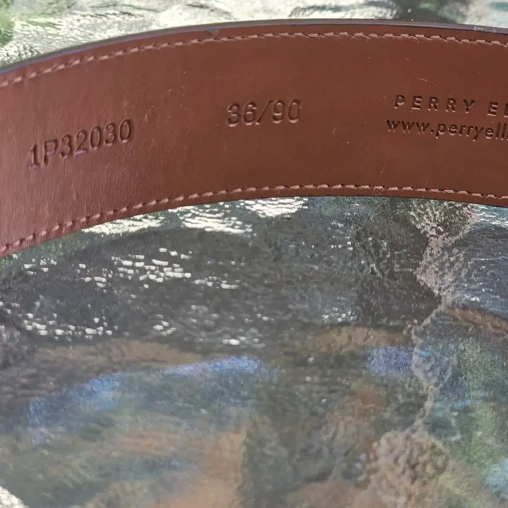 Perry Ellis Portfolio Men's Full Grain Cowhide Leather Belt Brown Size 36/90